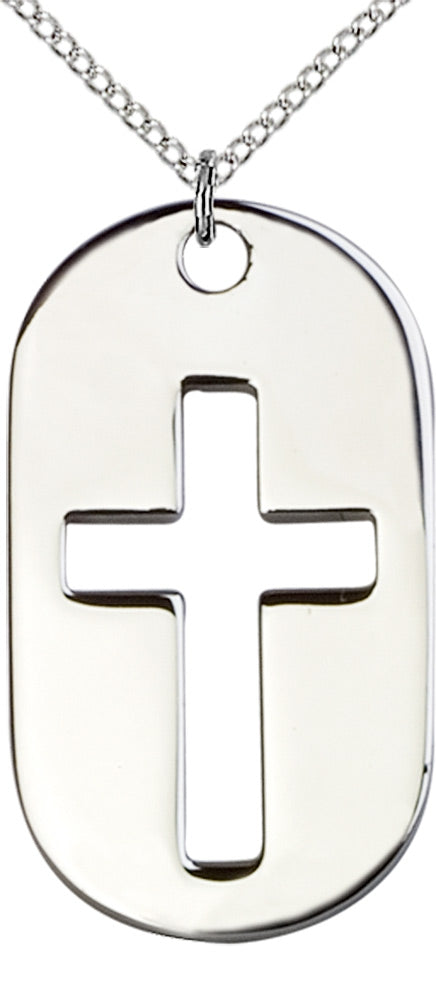 Sterling Silver Cross Dog Tag Pendant