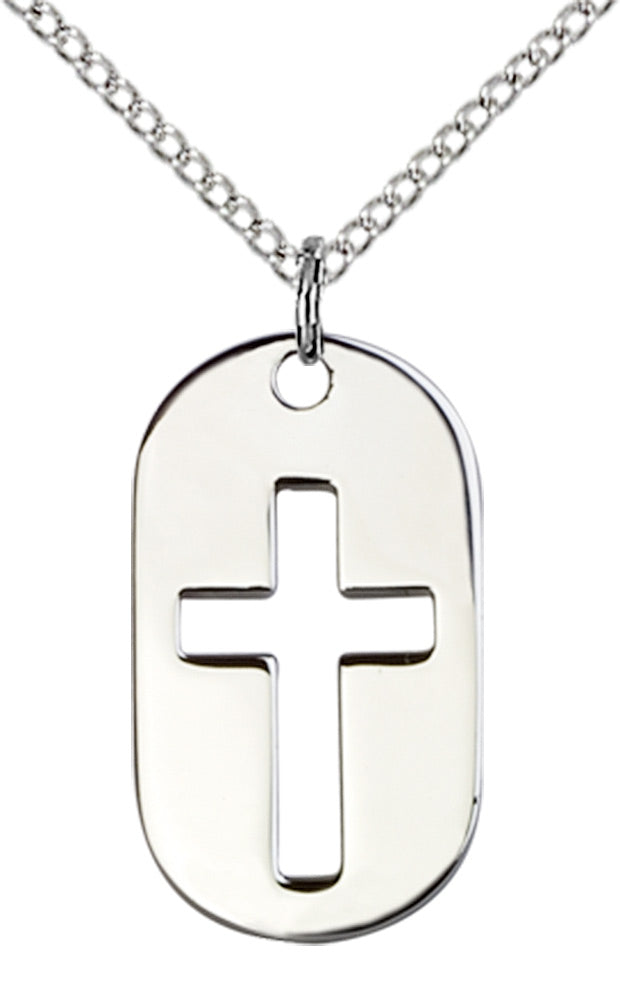 Sterling Silver Cross Dog Tag Pendant
