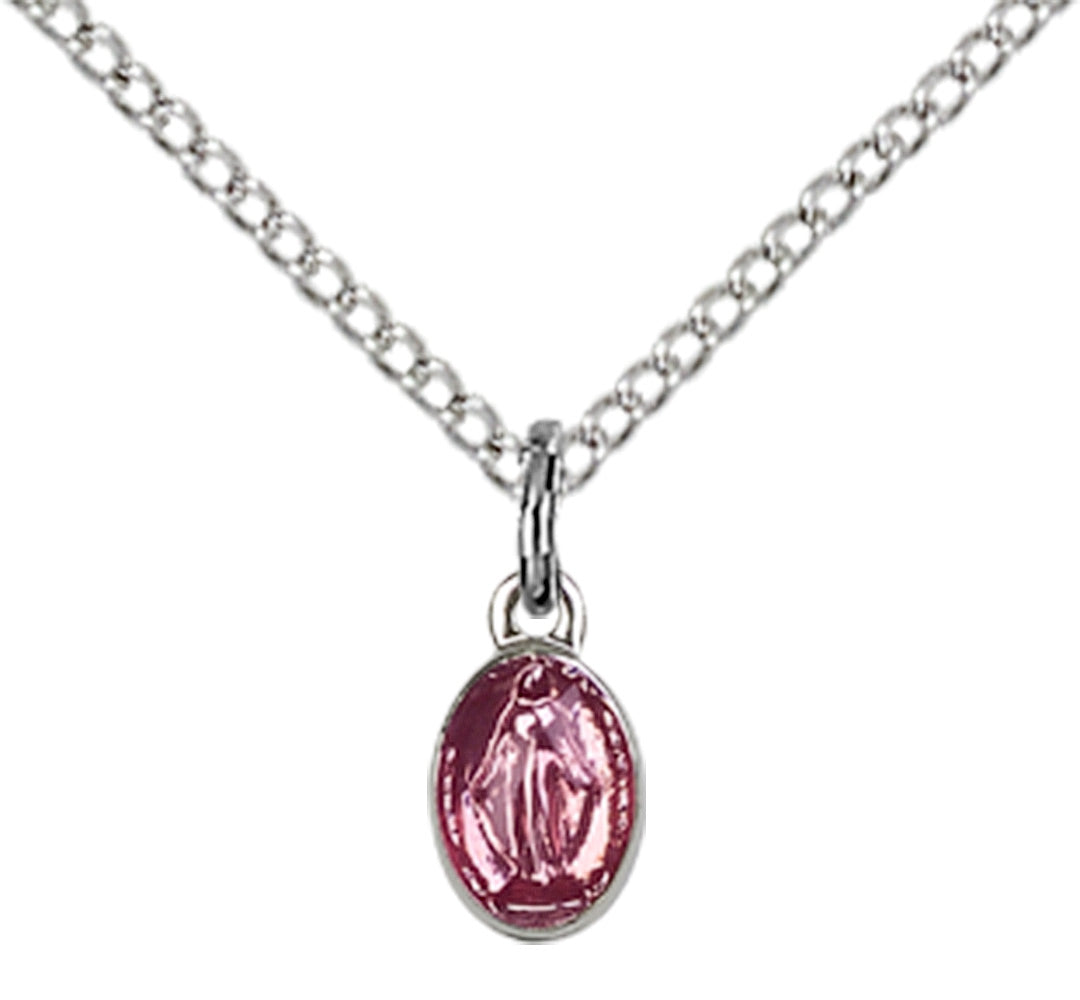 Sterling Silver Miraculous Pink Epoxy Pendant
