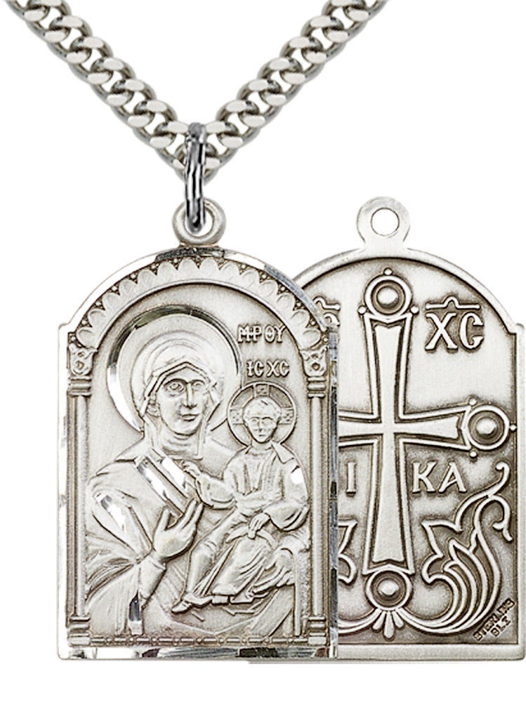 Sterling Silver Mother of God Pendant