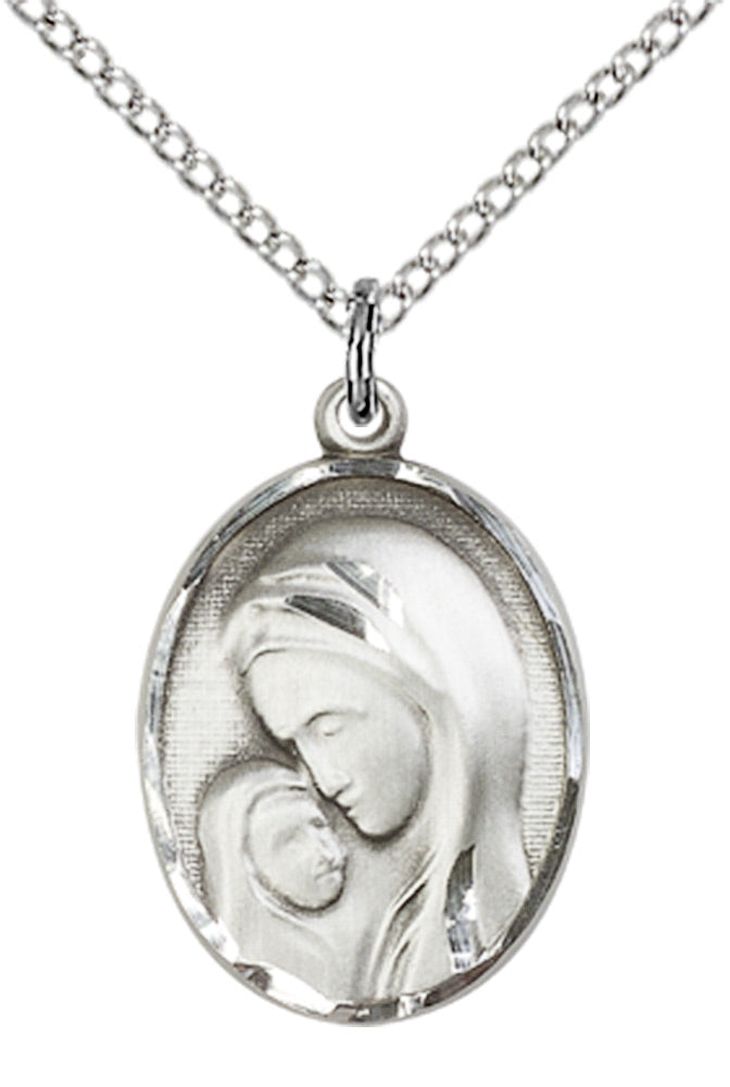 Sterling Silver Madonna & Child Pendant