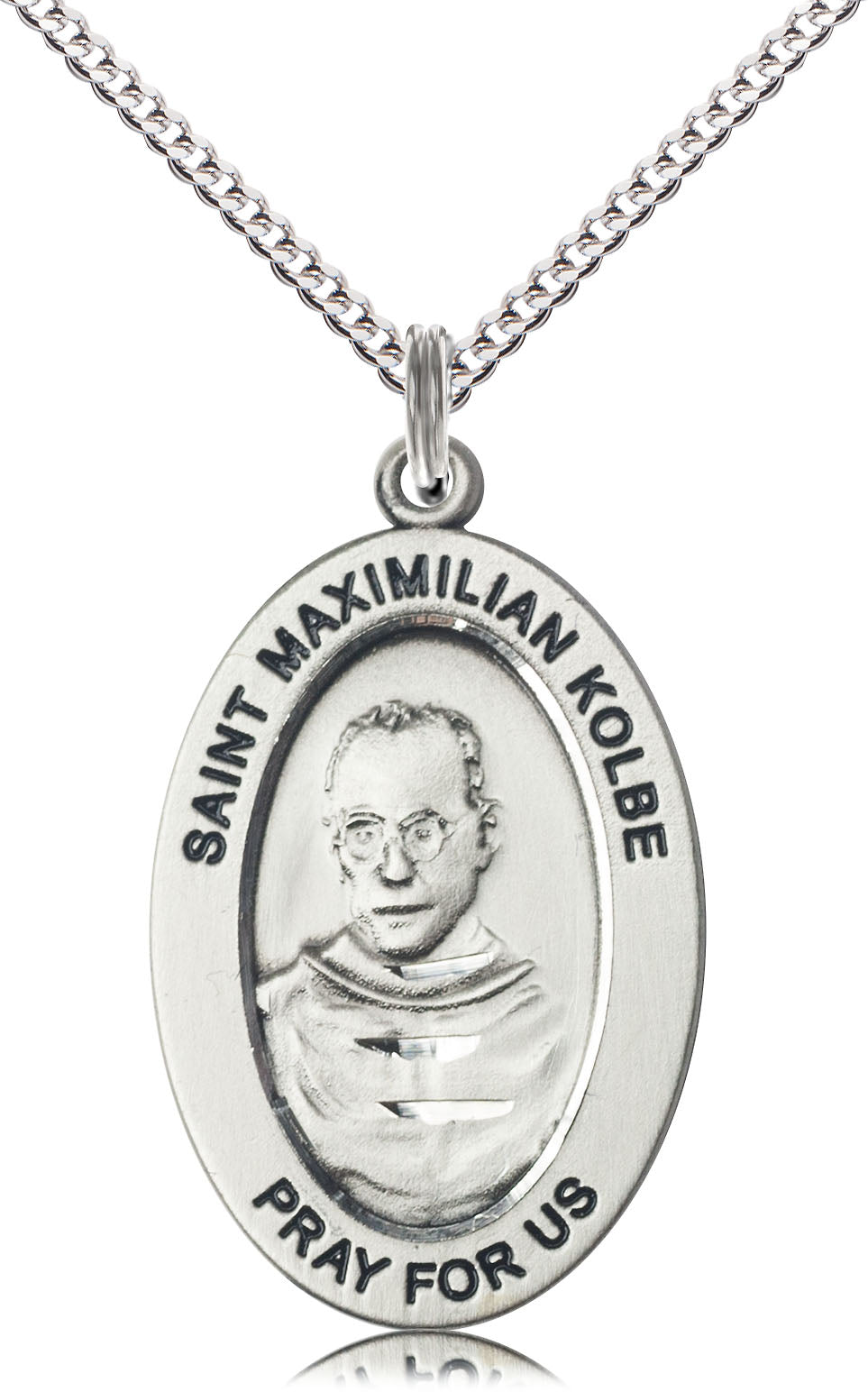 Sterling Silver SAINT MAXIMILIAN KOLBE Pendant