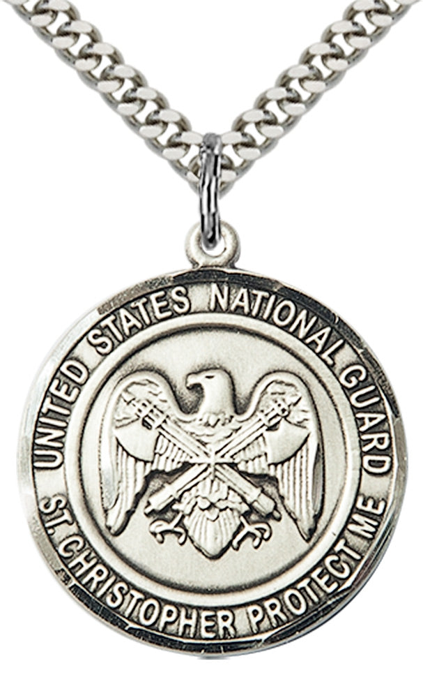 Sterling Silver NAT'L GUARD/ST. CHRISTOPHER Pendant