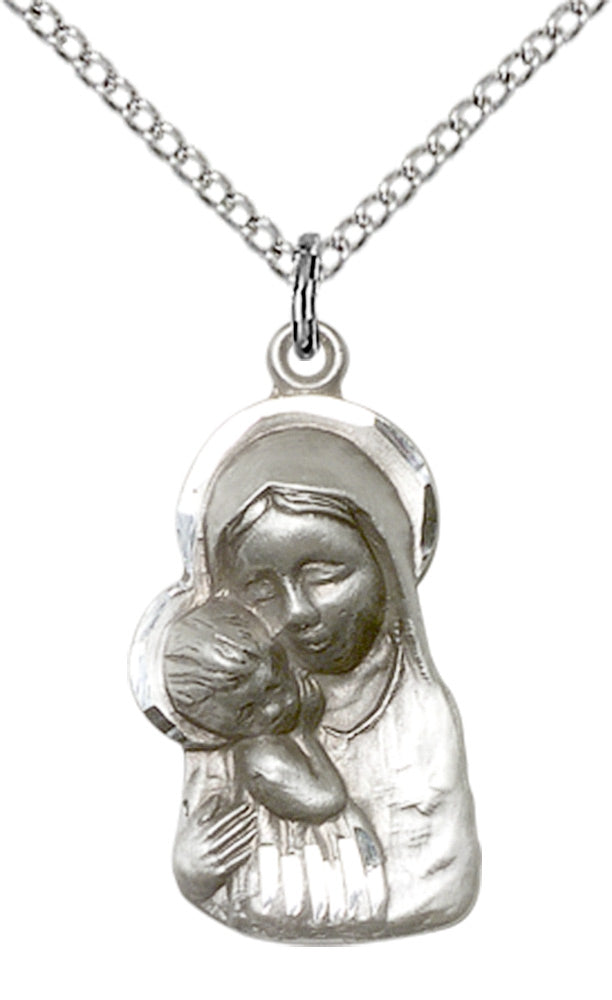 Sterling Silver Madonna & Child Pendant