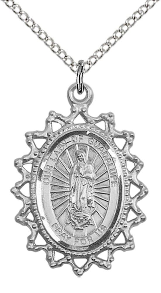Sterling Silver O/L of Guadalupe Pendant