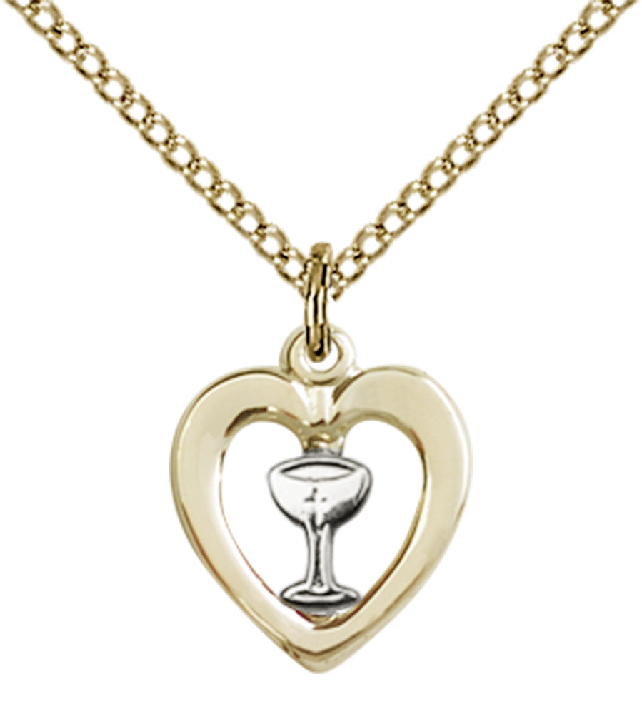 Two-Tone SS/GF Heart / Chalice Pendant