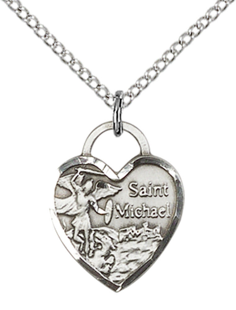 Sterling Silver St. Michael Heart Pendant
