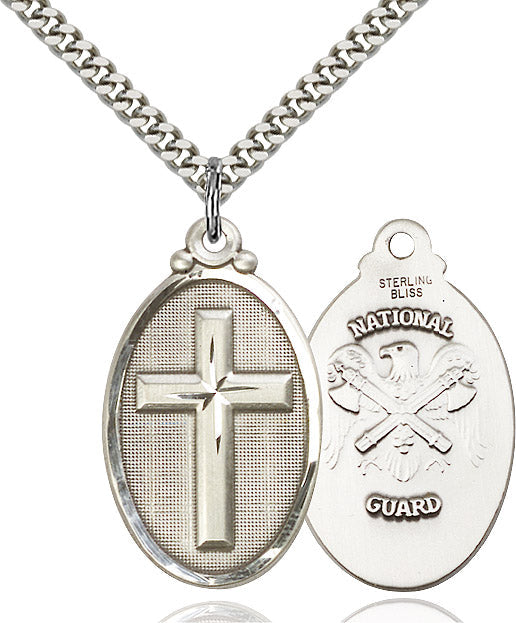Sterling Silver Cross / National Guard Pendant