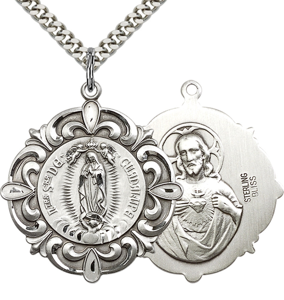Sterling Silver O/L of Guadalupe Pendant