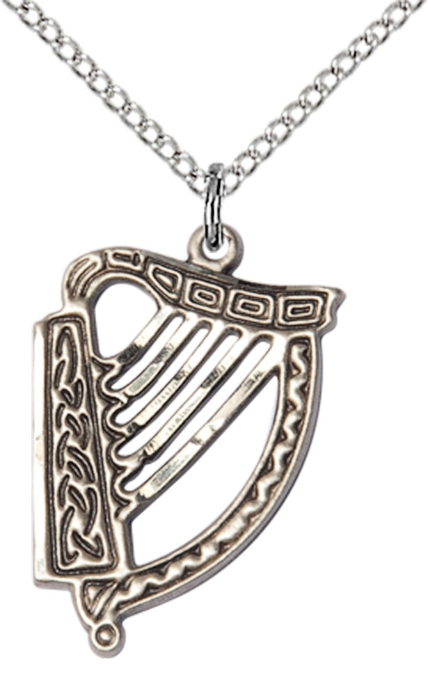 Sterling Silver Irish Harp Pendant