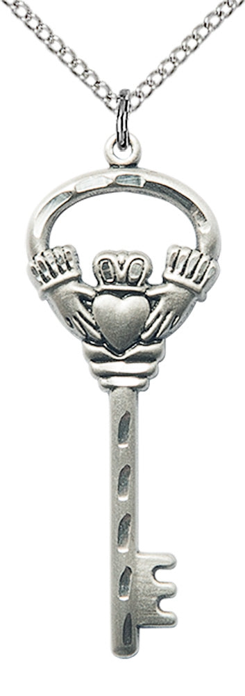 Sterling Silver KEY w/CLADDAGH Pendant