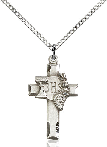 Sterling Silver Cross w/IHS Grapes Pendant