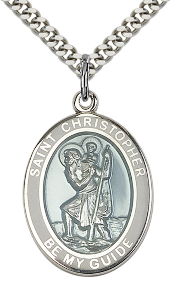 Sterling Silver St. Christopher White Border Penda
