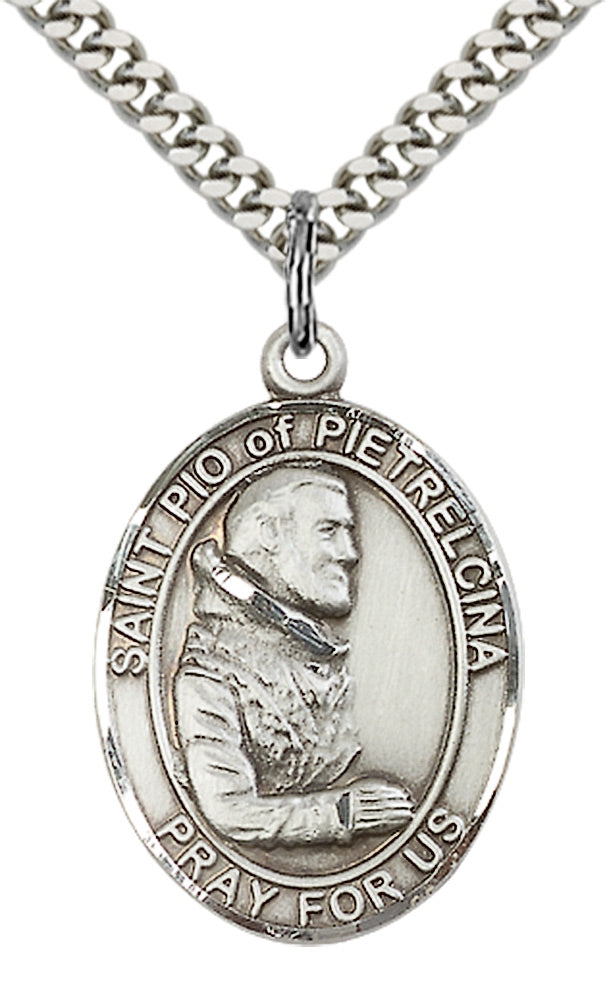 Sterling Silver St. Pio of Pietrelcina Pendant