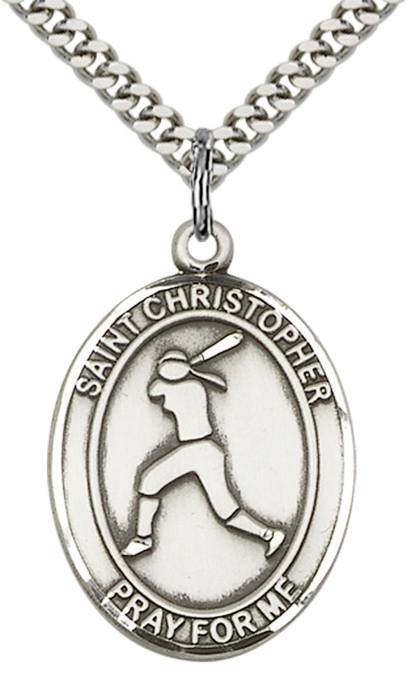 Sterling Silver St. Christopher/Softball Pendant