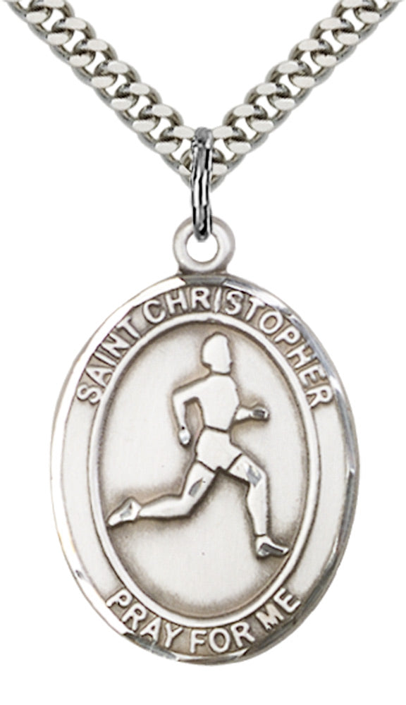 Sterling Silver St. Christopher/Track&Field Pendan