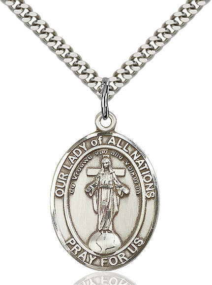 Sterling Silver O/L of All Nations Pendant