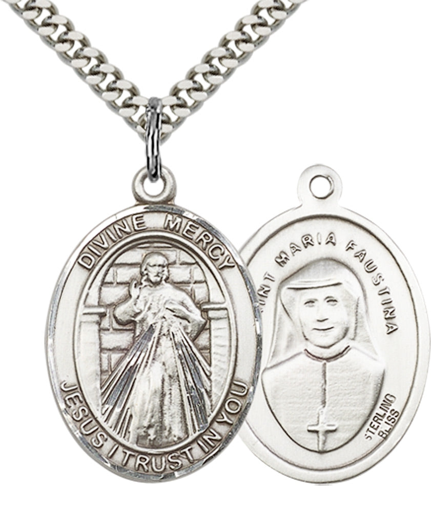 Sterling Silver Divine Mercy Pendant