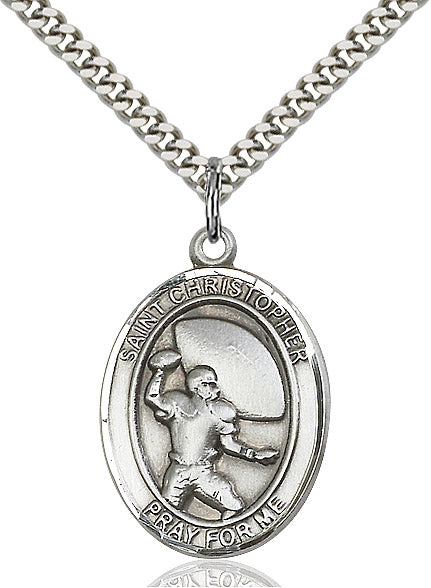 Sterling Silver St. Christopher/Football Pendant