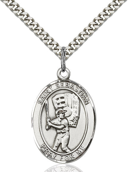 Sterling Silver St. Sebastian / Baseball Pendant