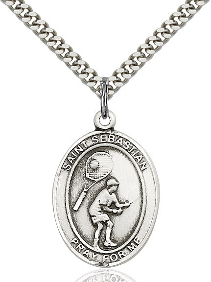 Sterling Silver St. Sebastian / Tennis Pendant