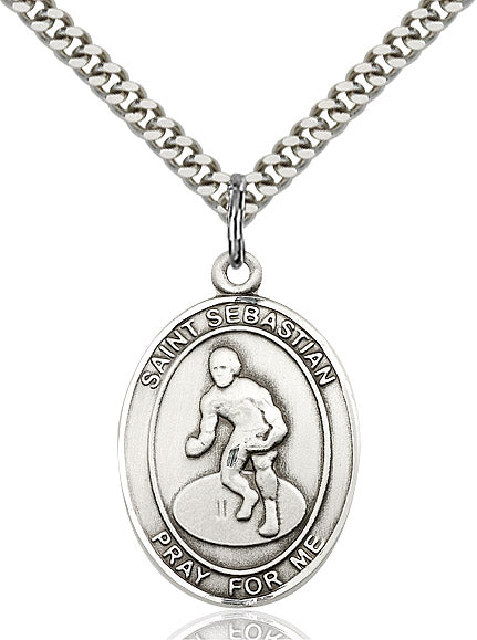 Sterling Silver St. Sebastian / Wrestling Pendant