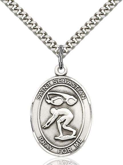 Sterling Silver St. Sebastian / Swimming Pendant