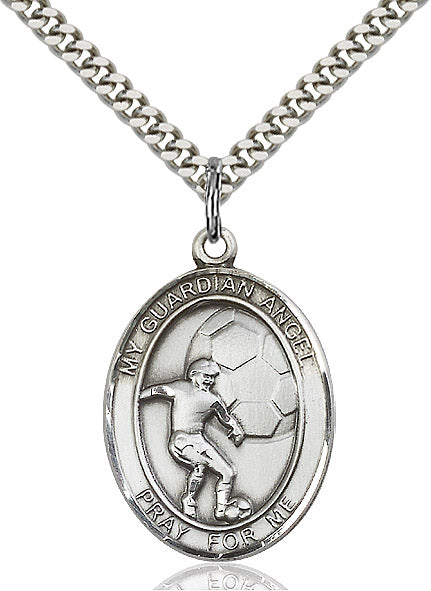 Sterling Silver Guardian Angel/Soccer Pendant