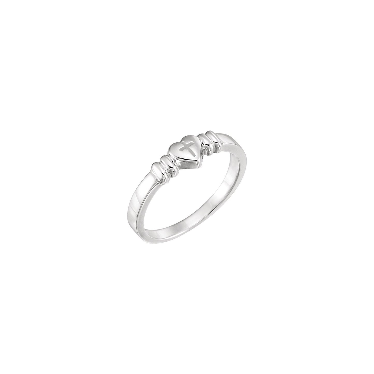 White Heart with Cross Chastity Ring