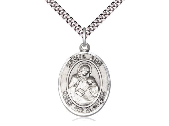 Santa Ana Sterling Silver Pendant on a 24 inch Light Rhodium Heavy Curb Chain.