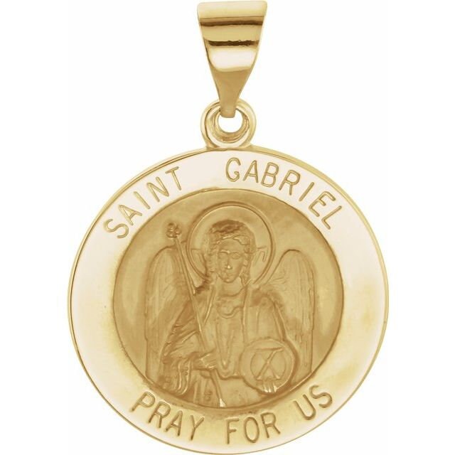 Yellow 18 mm Round Hollow St. Gabriel Medal