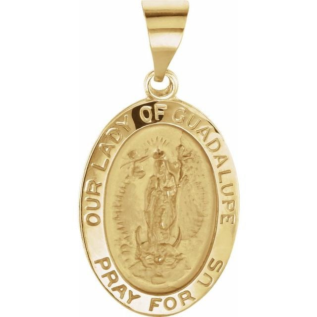 Yellow 19x13.5 mm Oval Hollow Our Lady of Guadalupe Medal