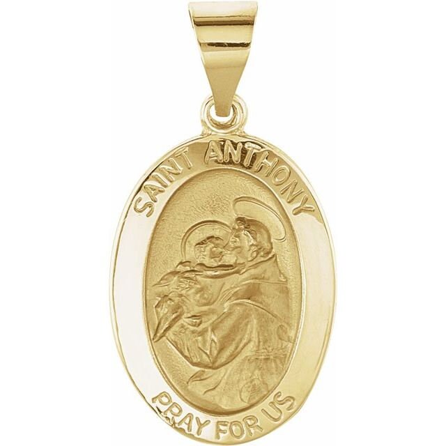 Yellow 23x16 mm Oval Hollow St. Anthony Medal