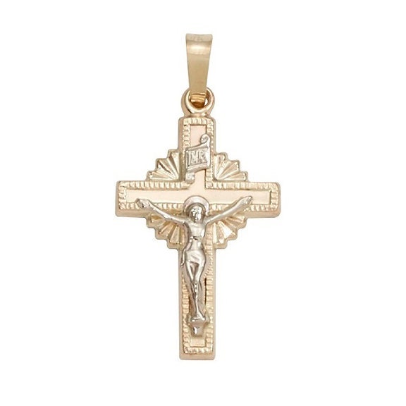 '- Two Tone Crucifix - 1/2" X 1"