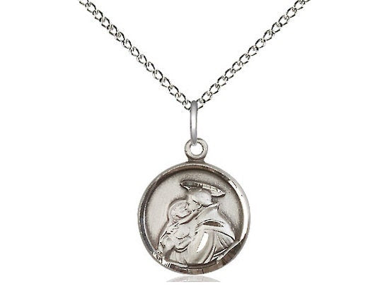 St Anthony Sterling Silver Pendant on a 18 inch Sterling Silver Light Curb Chain.