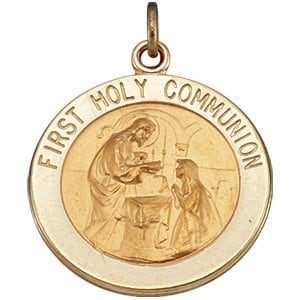 Yellow 18 mm First Communion Medal