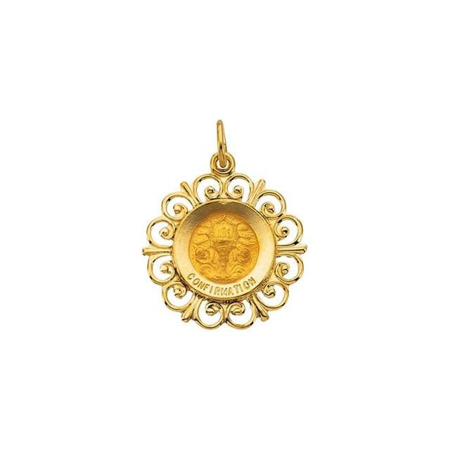 Yellow 18 mm Round Confirmation Pendant Medal