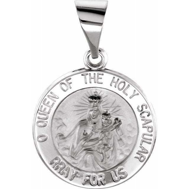 White 15x15 mm Round Hollow Scapular Medal