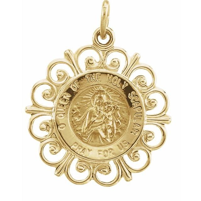 Yellow 18 mm Round Scapular Medal