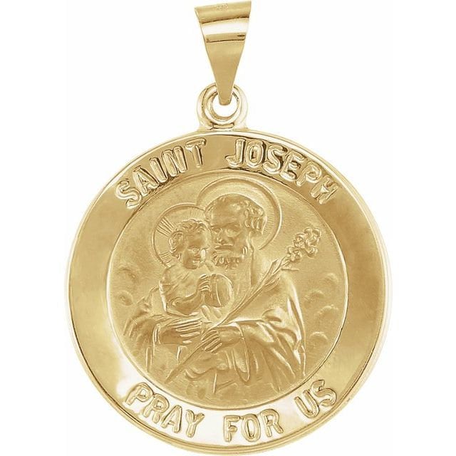 Yellow 22 mm Round Hollow St.Joseph Medal