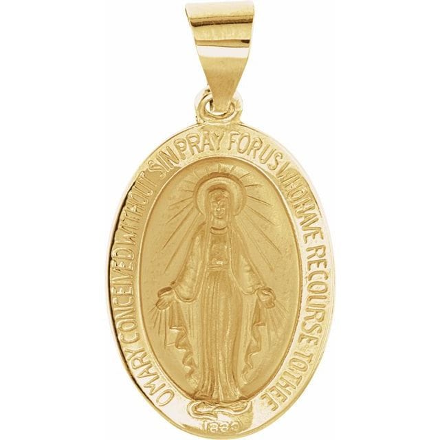 Yellow 19x13.5 mm Oval Hollow Religious Medal