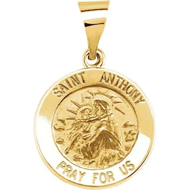 Yellow 15 mm Round Hollow St. Anthony Medal