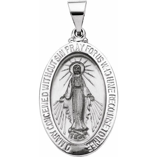 White 23x16 mm Oval Hollow Religious Medal