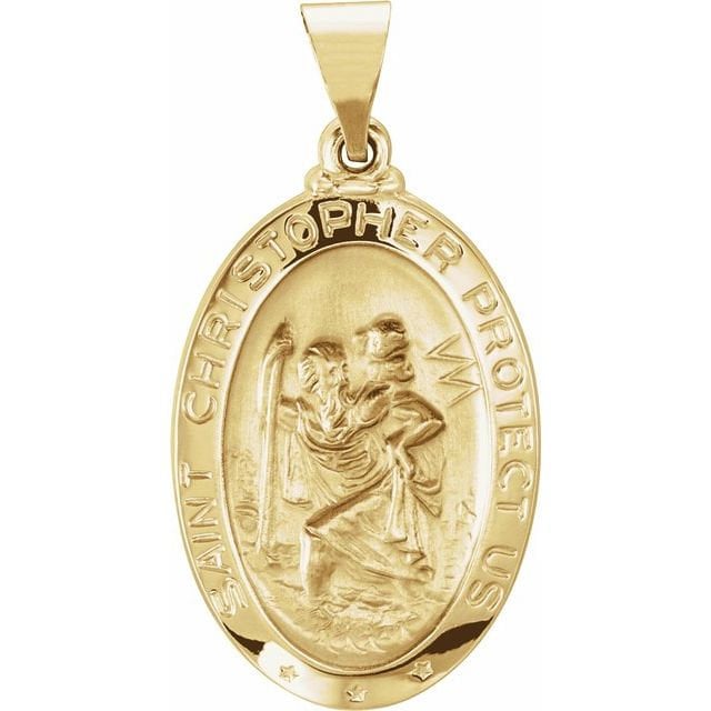 Yellow 23.5x16 mm Oval Hollow St. Christopher Medal