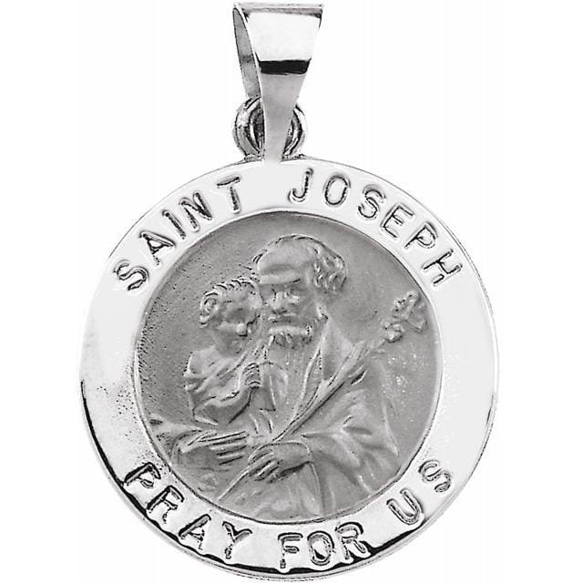 White 18 mm Round Hollow St. Joseph Medal