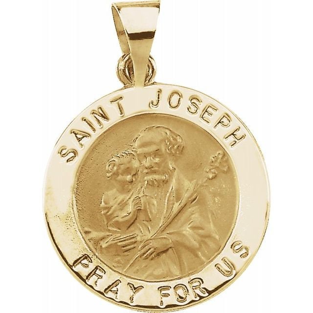 Yellow 18 mm Round Hollow St. Joseph Medal
