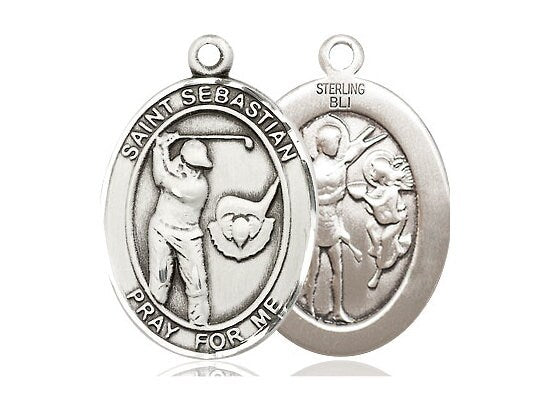 St Sebastian Golf Sterling Silver Pendant (NO CHAIN)