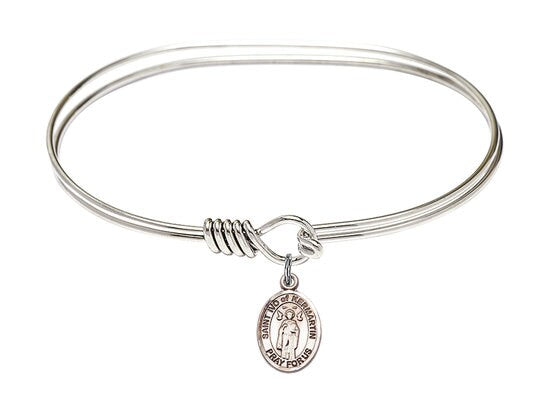 Saint Ivo of Kelmartin Sterling Silver Charm on a 7 inch Oval Eye Hook Rhodium Bangle Bracelet