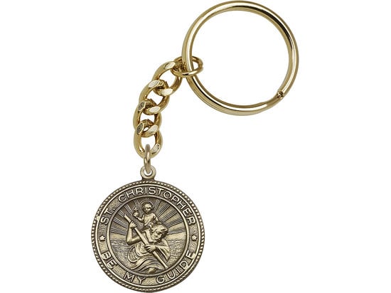 St. Christopher Keychain Gold Finish