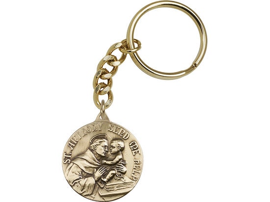 St. Anthony Keychain Gold Finish
